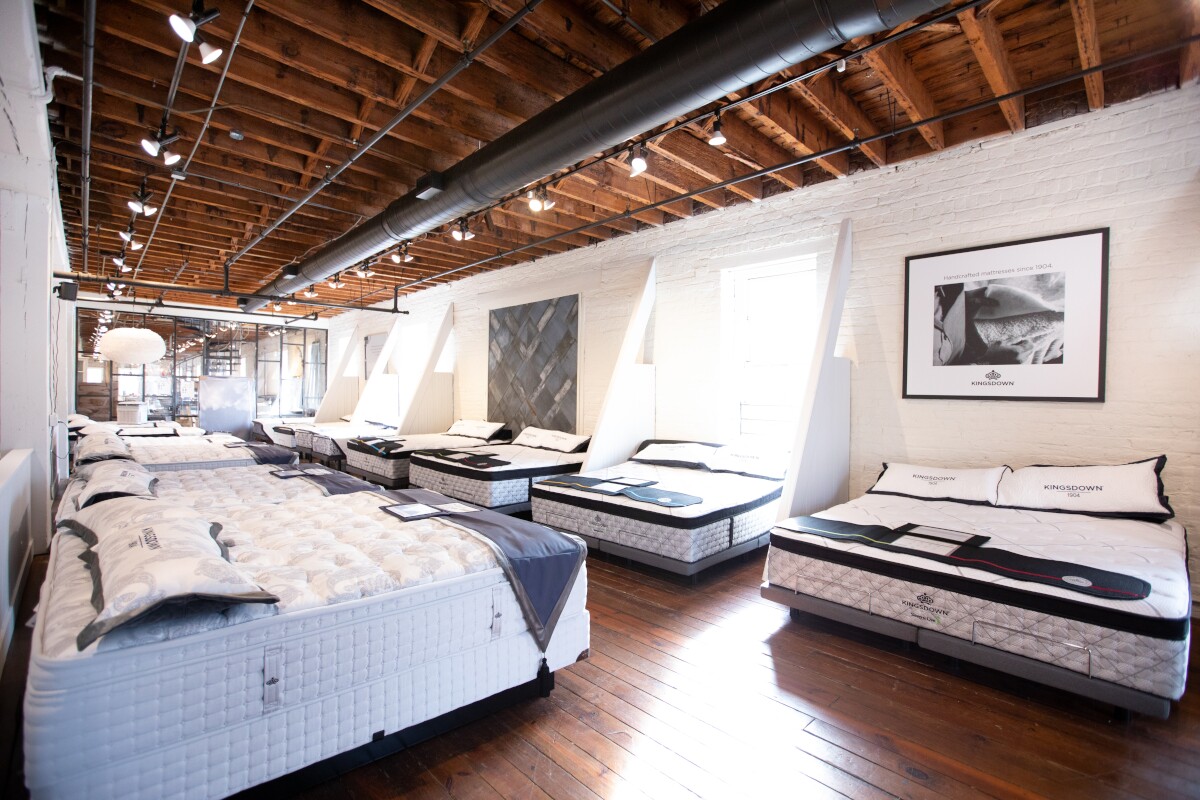 Kingsdown mattress Green Front Furnitre showroom manufacturers on display in Farmville furniture store