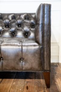 closeup of leather couch detailing