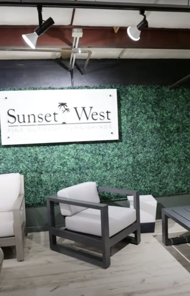 Patio furniture, Sunset West coastal outdoor furniture, chair and coffee table from a Virginia furniture store with large outdoor furniture collections.
