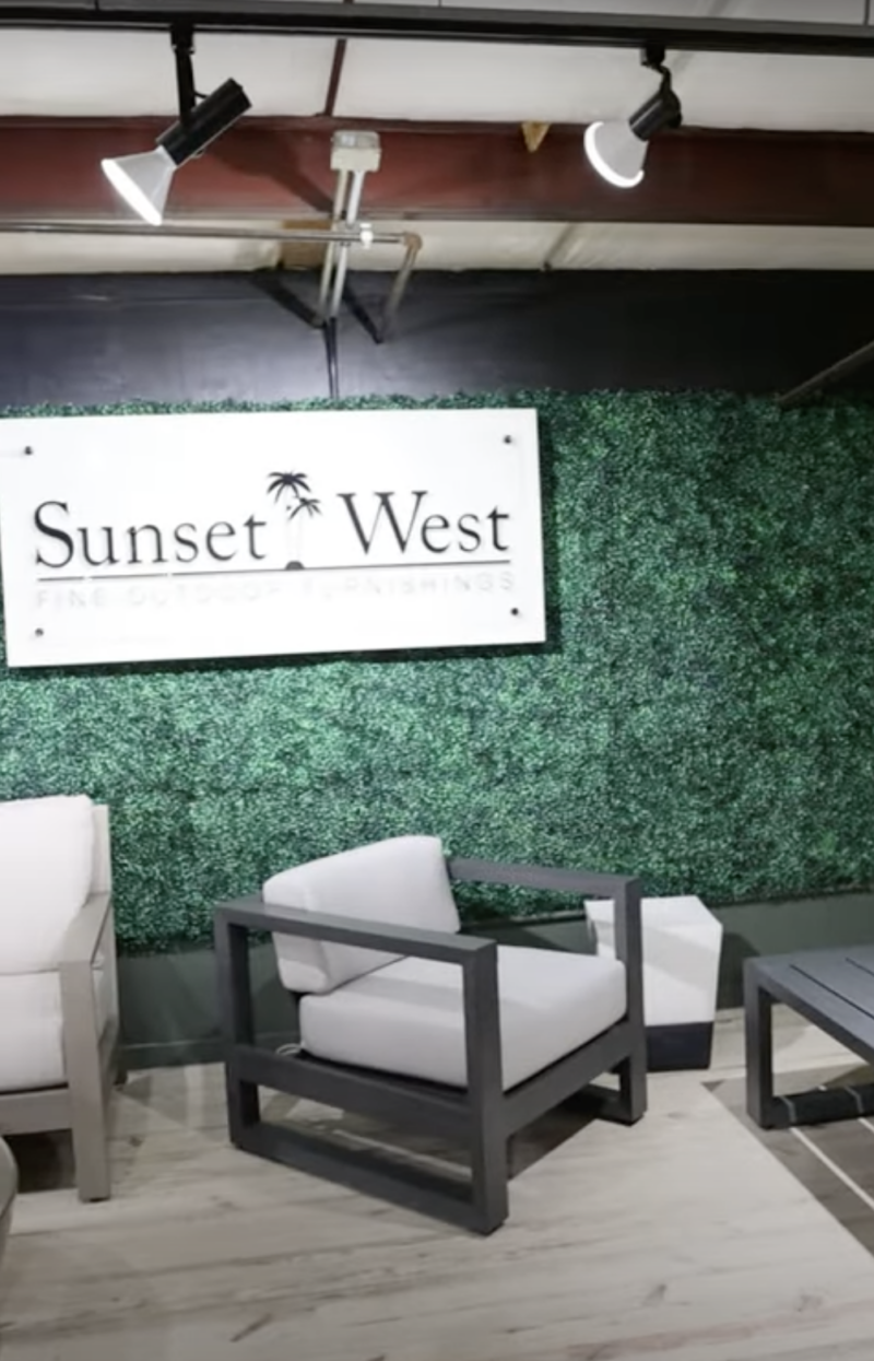Patio furniture, Sunset West coastal outdoor furniture, chair and coffee table from a Virginia furniture store with large outdoor furniture collections.