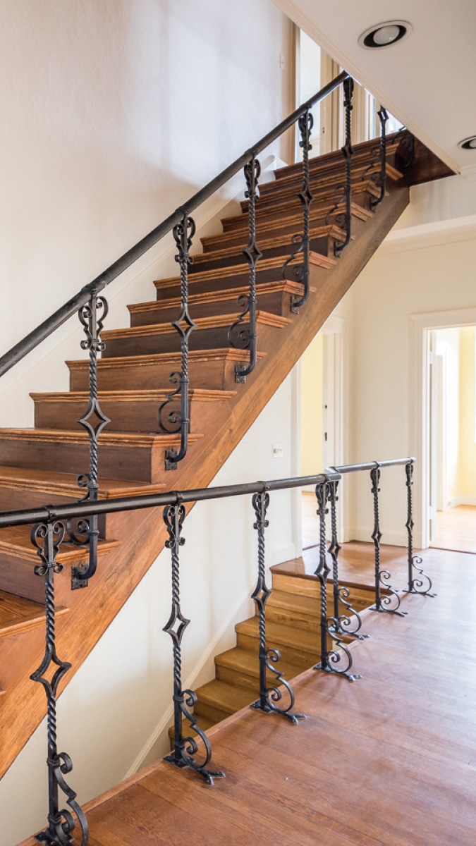 Wood and iron stairs in historic renovation