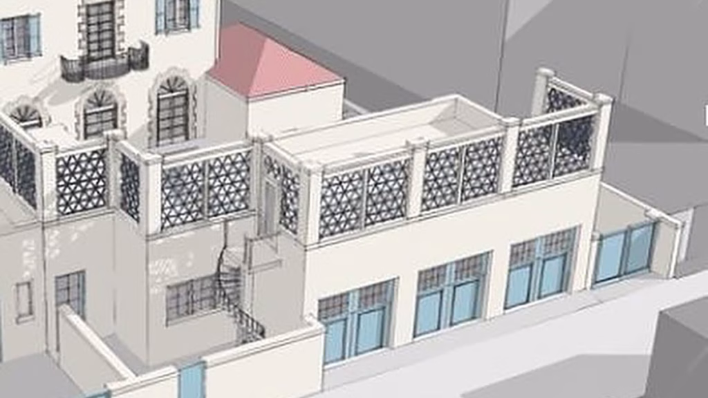 Historic rooftop design with an outdoor revival.